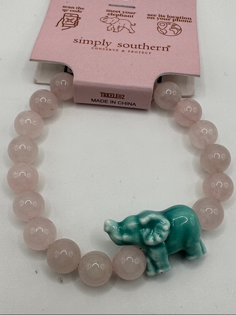 Simply Southern Pink Beaded Bracelet With Teal Elephant Interactive Charm 12$